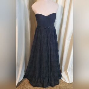 Adrianna Palell Evening Black Full Elegant Gown 10P  strapless- Heart Bodice